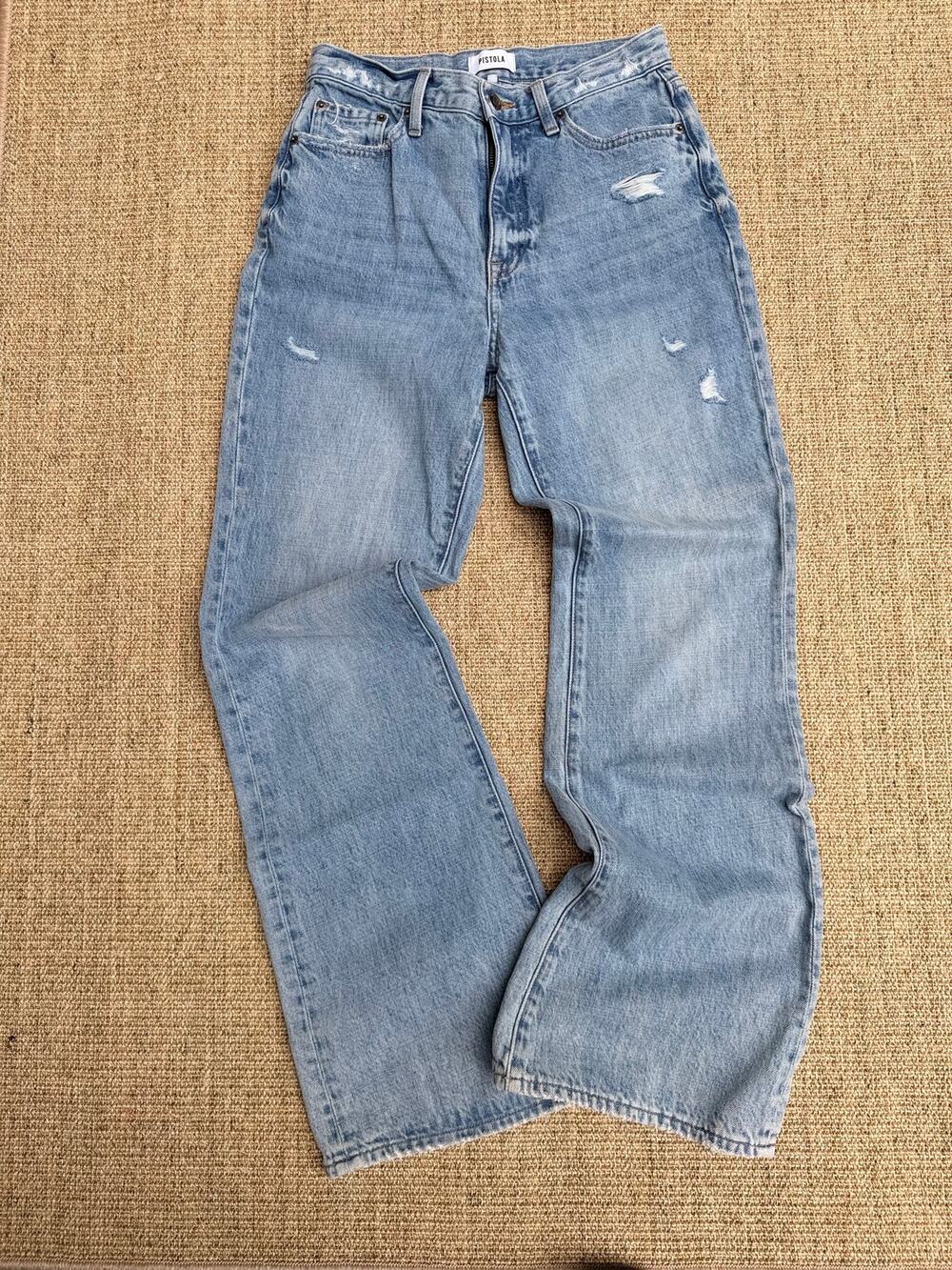 👖 Pistola High Rise Distressed Wide Leg Jeans | Size 27 | Light Wash